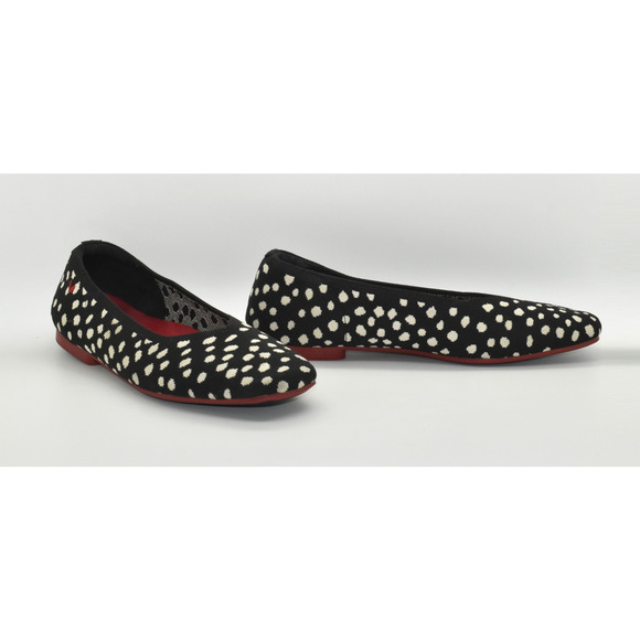B2 Auth VIVAIA Margot 2 Black & White Abstract Dots V-Cut Flats Size US 10 $129 - Picture 1 of 6